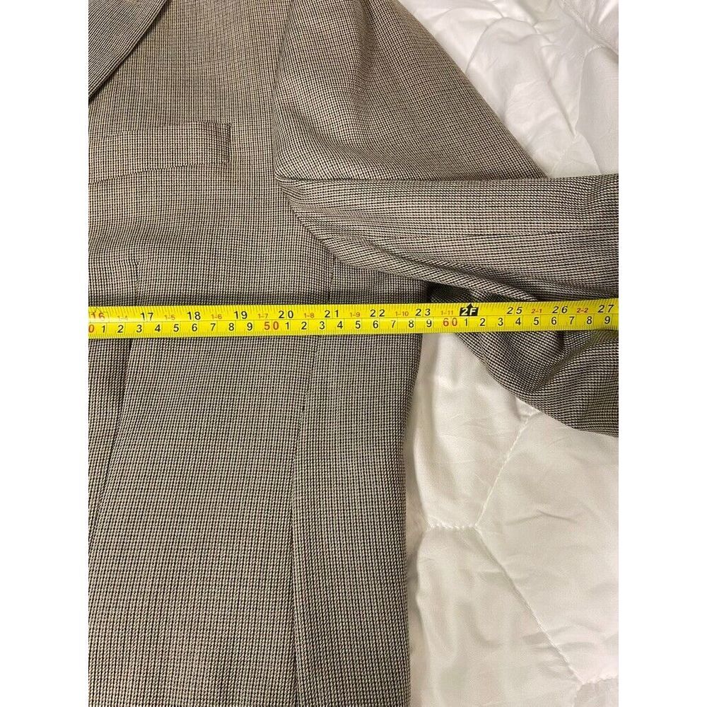 Lauren Ralph Lauren Mens Blazer 46L Brown Silk Wool Check 2 Button Single Vent - Picture 10 of 13